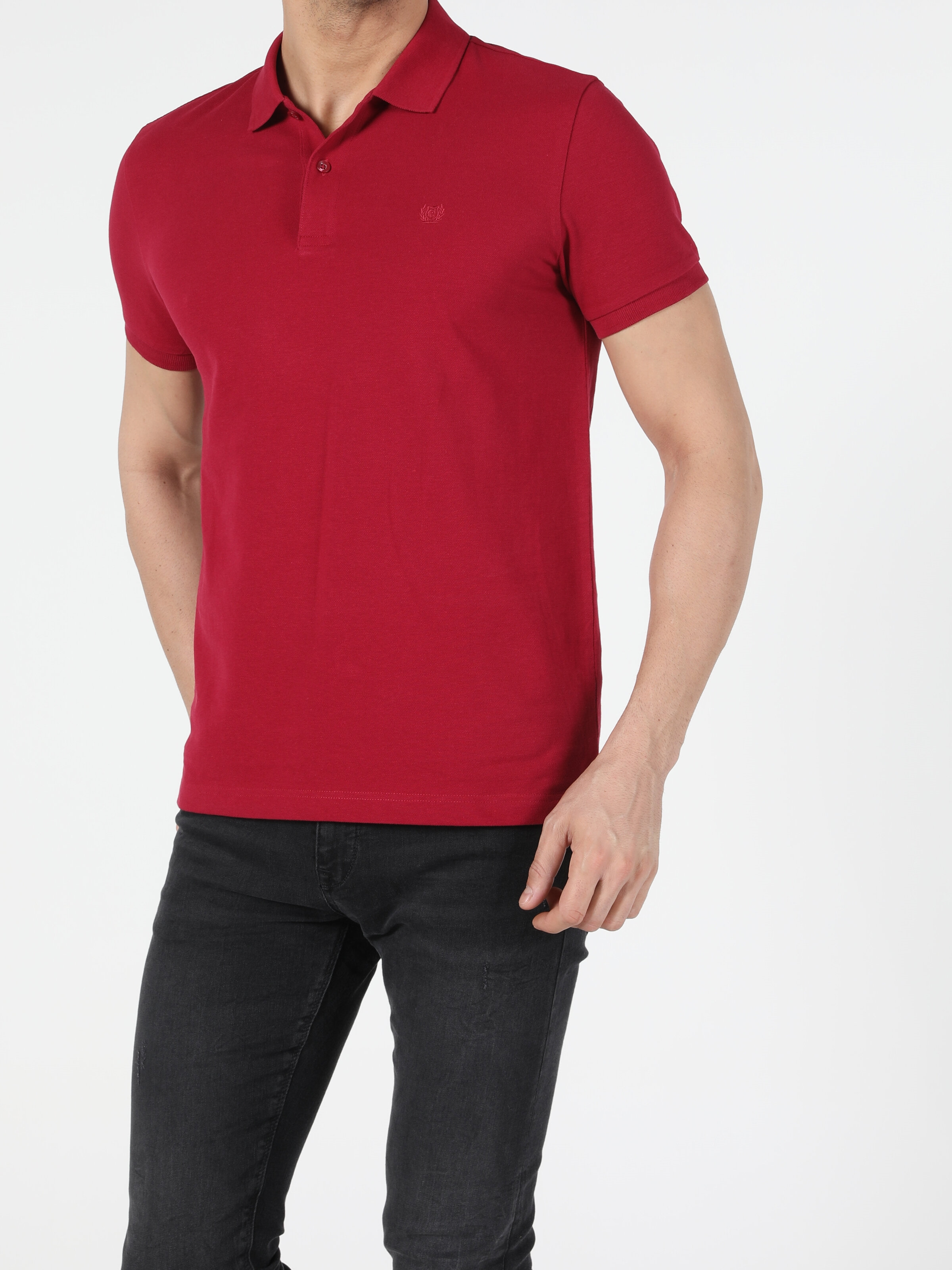 Afficher les détails de T-Shirt Polo Rouge À Manches Courtes Pour Hommes, Coupe Régulière Pour Homme