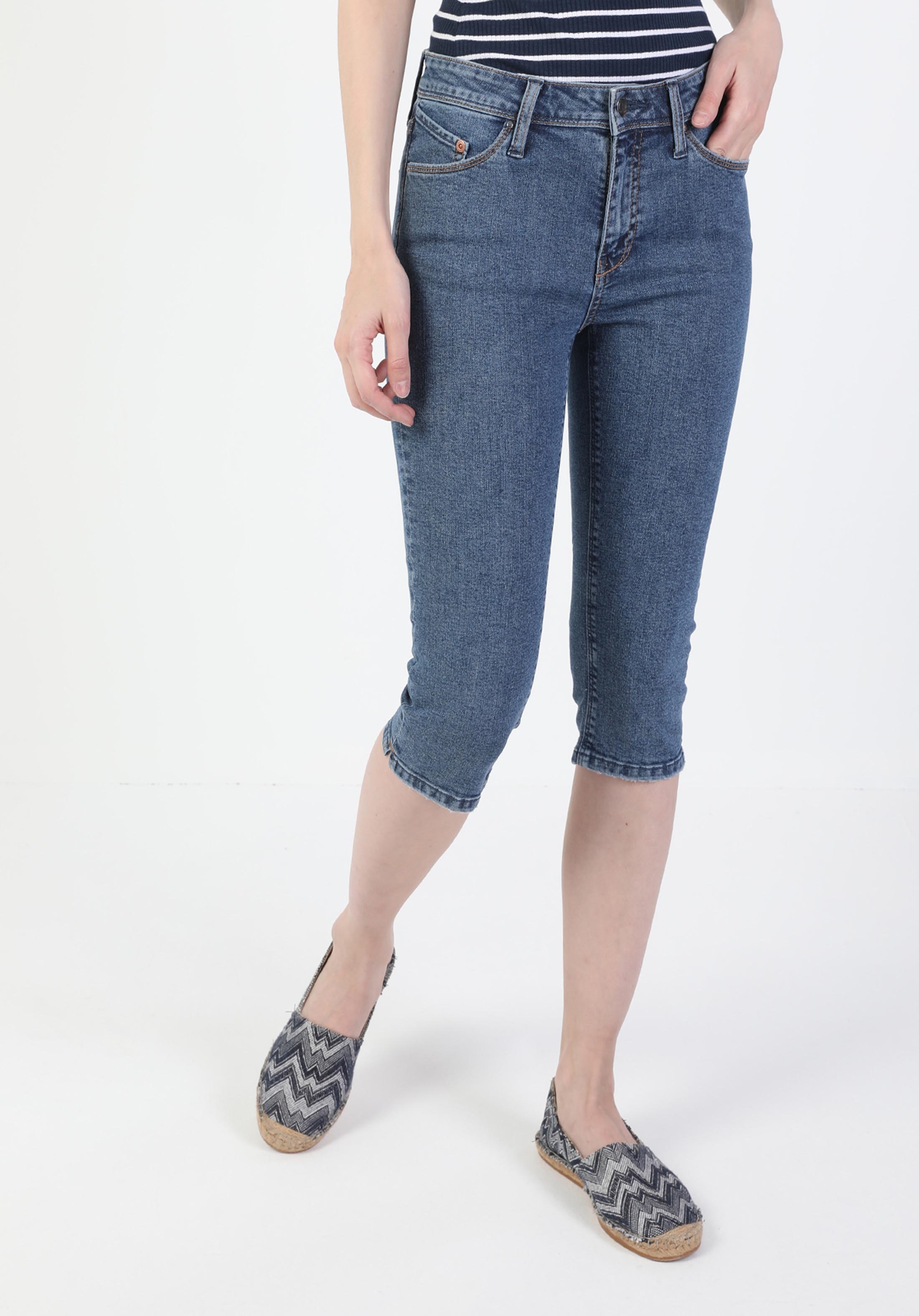Short En Jean Den m Jambe Crop Taille Mi Haute Coupe Super Slim Pour Femme Cl1049722 Vetement Femme Colin s