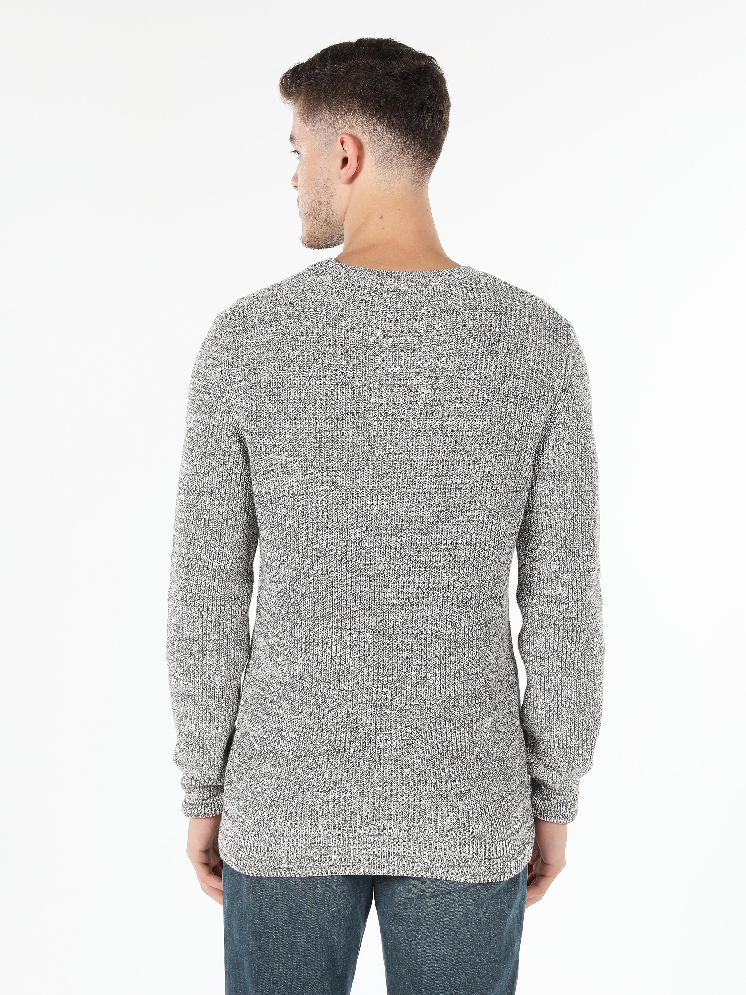 Pull Homme Beige Coupe Slim Col Rond Coupe Étroite
