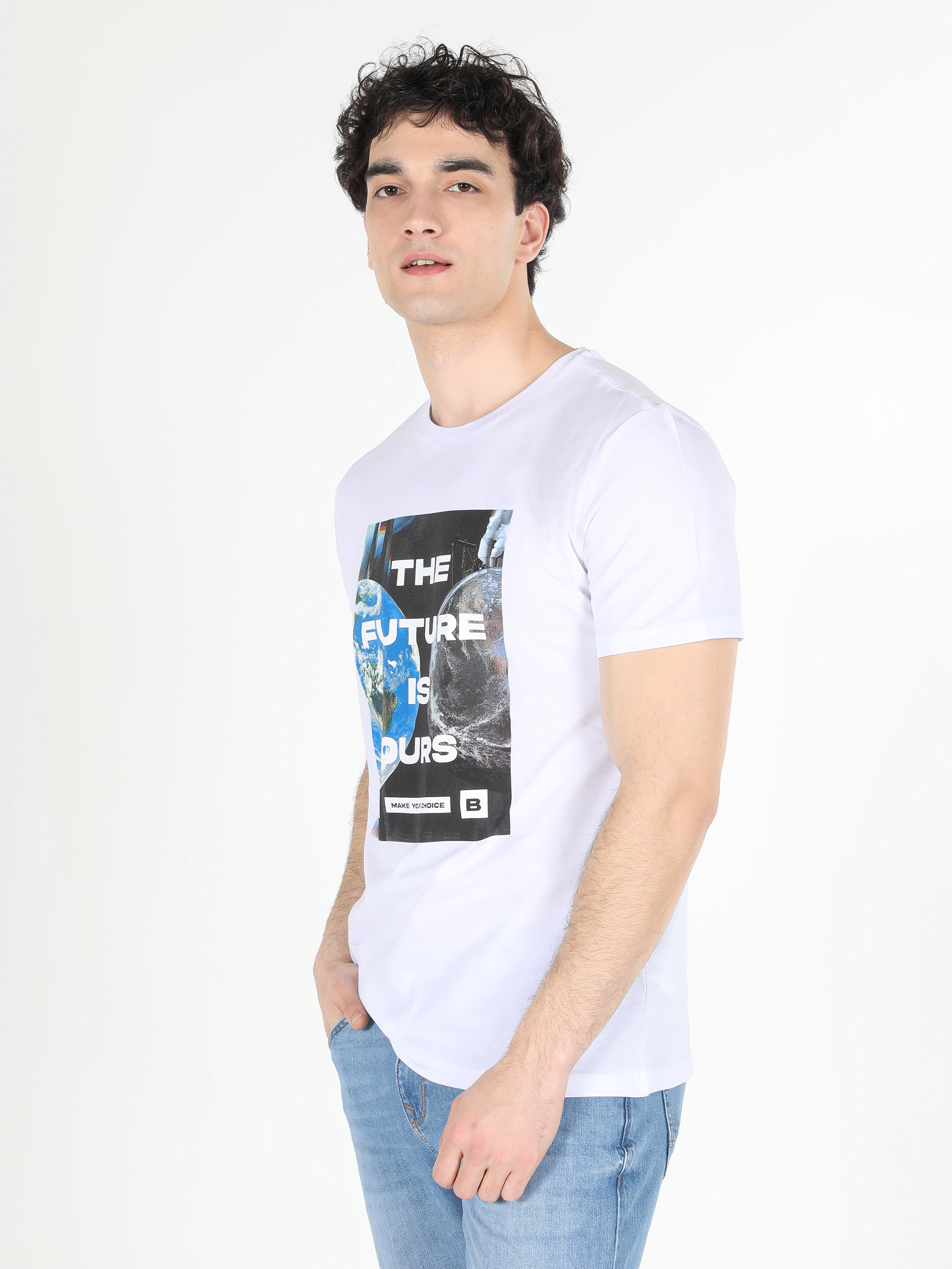 Tee shirt blanc col rond homme sales