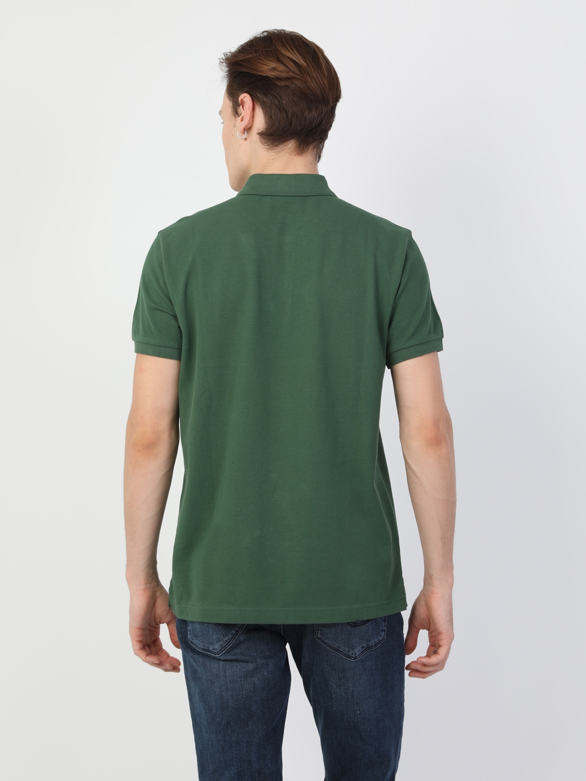 Afficher les détails de T-Shirt Polo Vert Foncé À Manches Courtes Pour Hommes, Coupe Régulière, Col Polo