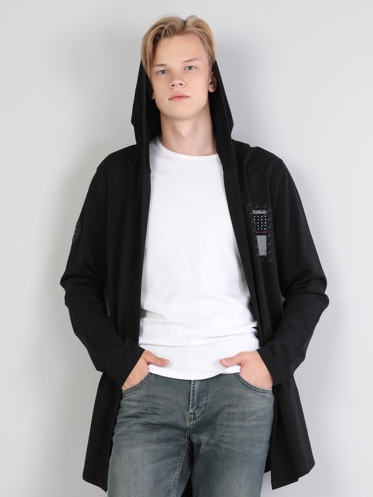 Veste longue homme capuche sale