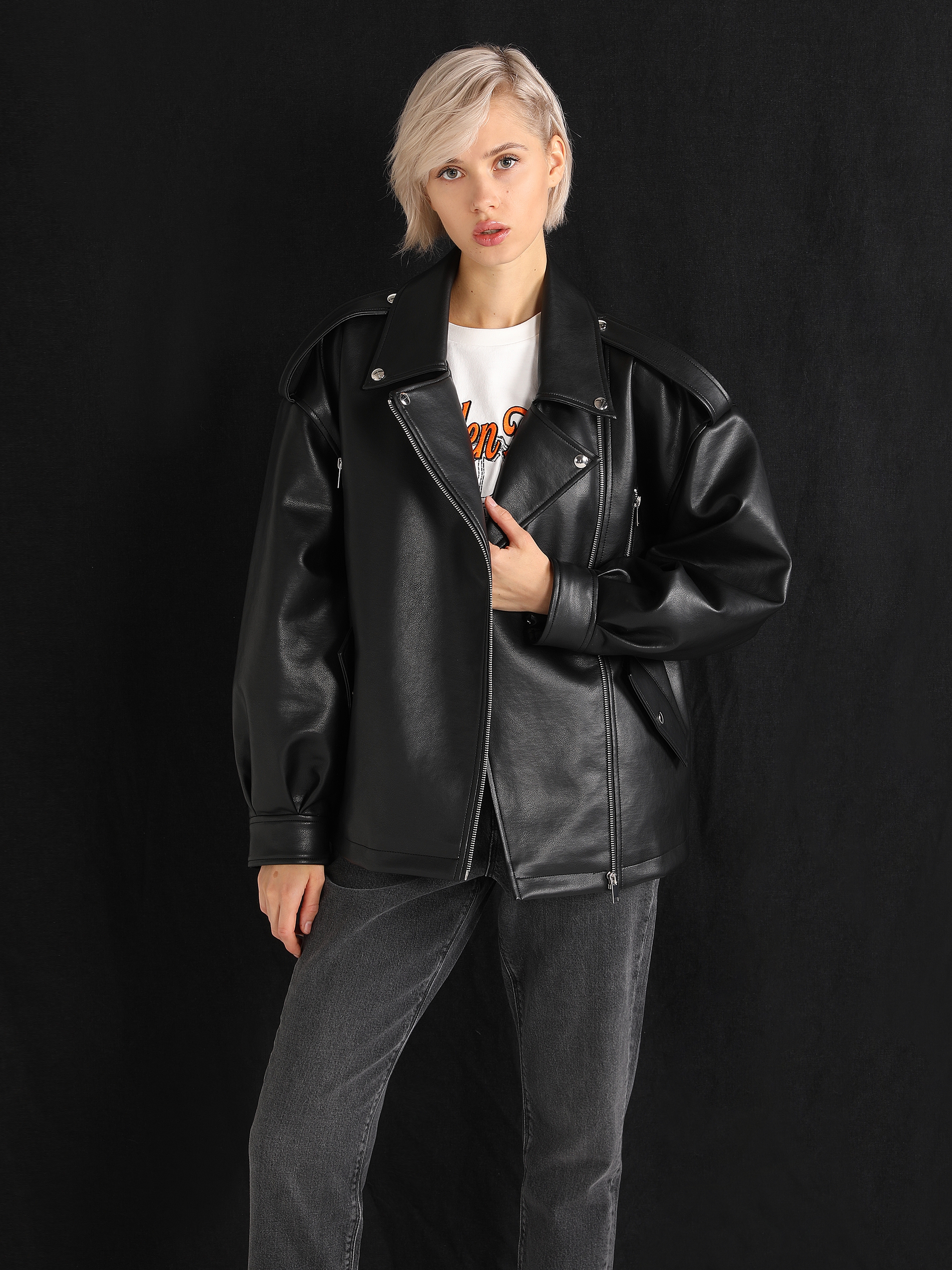 Cuir manteau discount femme