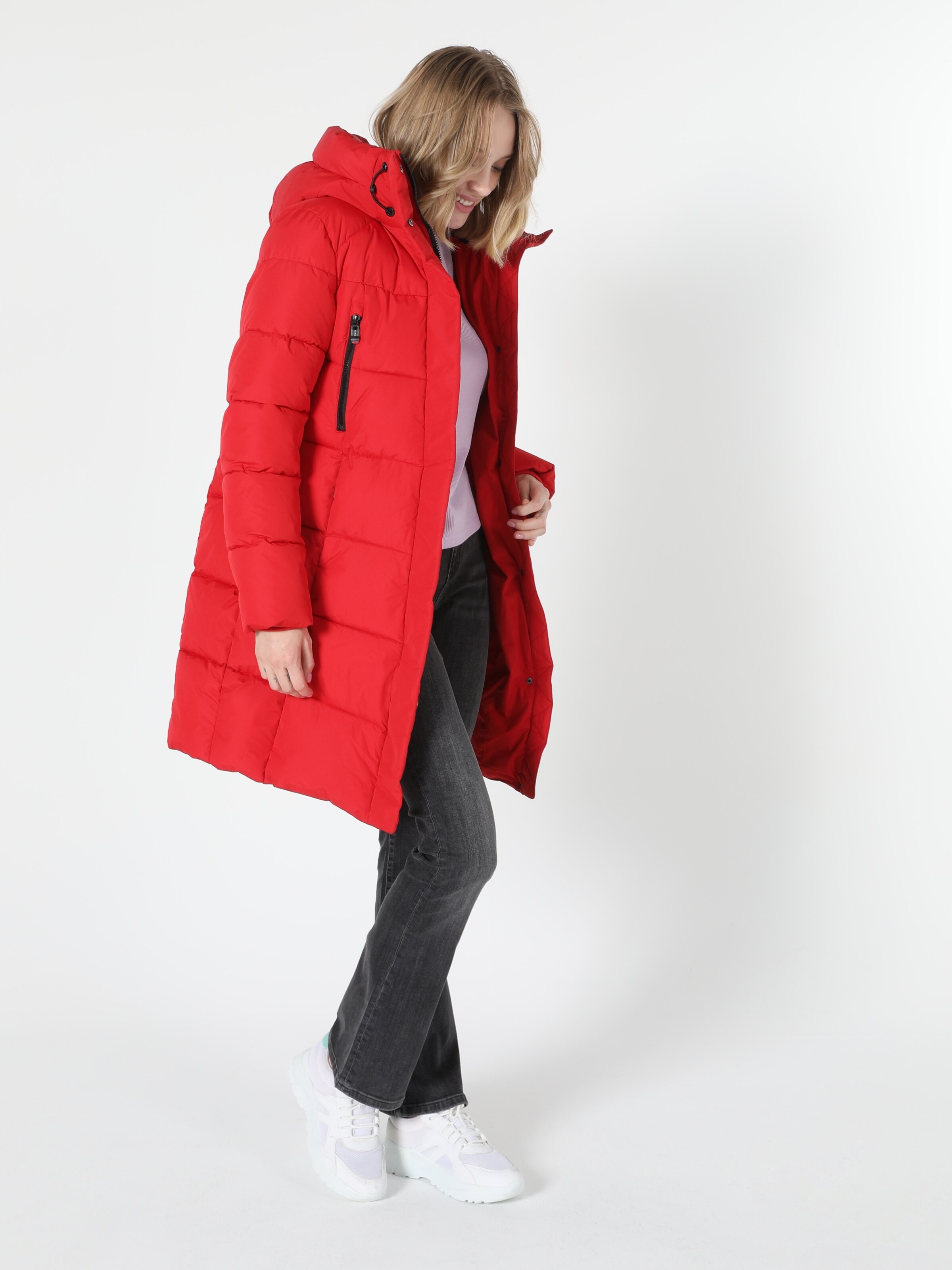 Manteau rouge à capuche femme best sale