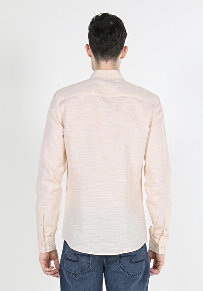 Image de Chemise À Manches Longues Jaune Slim Fit Homme