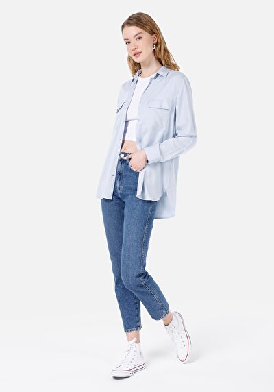 Image de Chemise À Manches Longues Bleu Regular Fit Femme