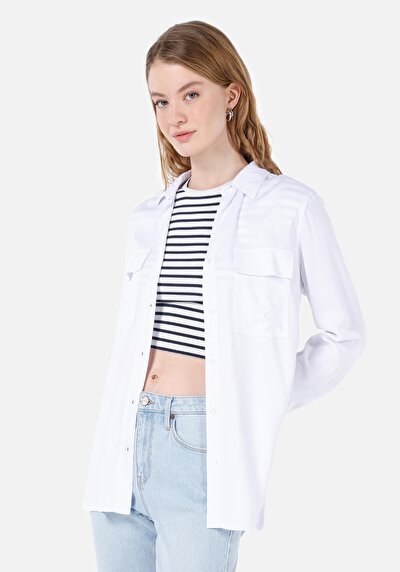 Image de Chemise À Manches Longues Blanc Regular Fit Femme