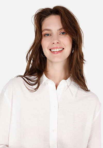Image de Chemise À Manches Longues Blanc Regular Fit Rayé Ratière Femme