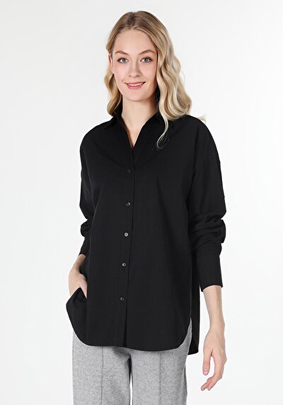 Image de Chemise À Manches Longues Noir Regular Fit   Femme