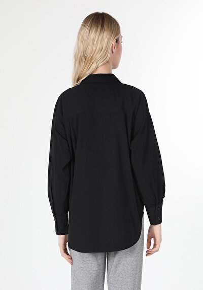 Image de Chemise À Manches Longues Noir Regular Fit Femme