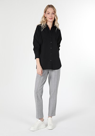 Image de Chemise À Manches Longues Noir Regular Fit Femme