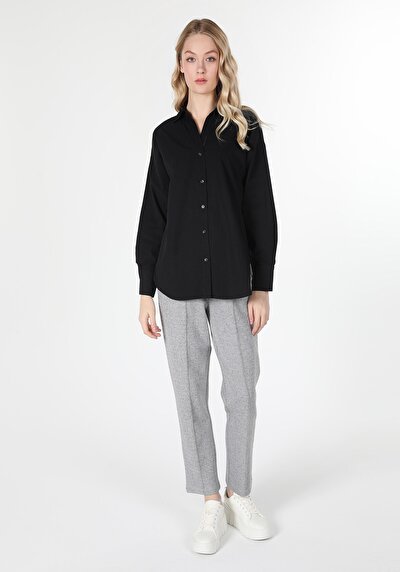 Image de Chemise À Manches Longues Noir Regular Fit   Femme