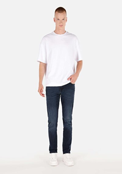 Image de 041 Danny Pantalon Bleu Foncé Slim Leg Low Rise En Jean Slim Fit Homme