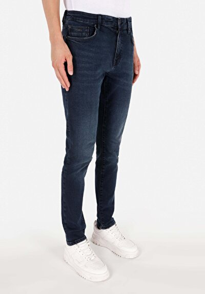 Image de 041 Danny Pantalon Bleu Foncé Slim Leg Low Rise En Jean Slim Fit Homme