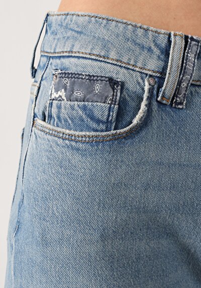 Afficher les détails de 896  Maria Pantalon Bleu   En  Mom Fit Femme