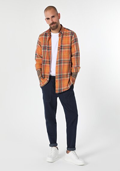 Image de Chemise À Manches Longues Safran Regular Fit Plaid Oxford Homme