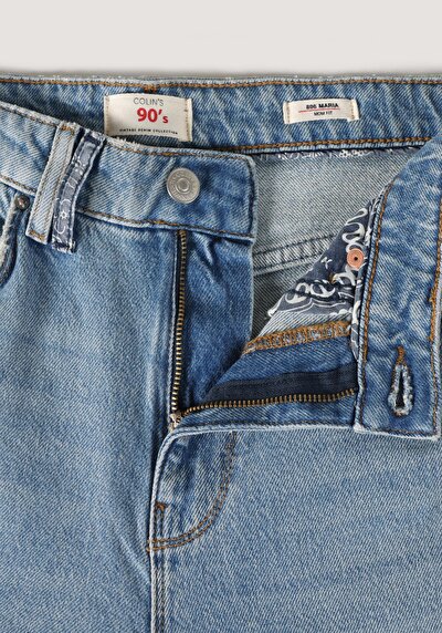 Afficher les détails de 896  Maria Pantalon Bleu   En  Mom Fit Femme