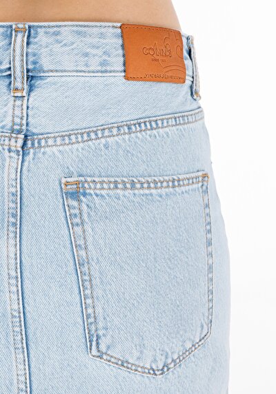 Afficher les détails de Jupe Bleu Slim Fit Droit Jean Maxi Femme