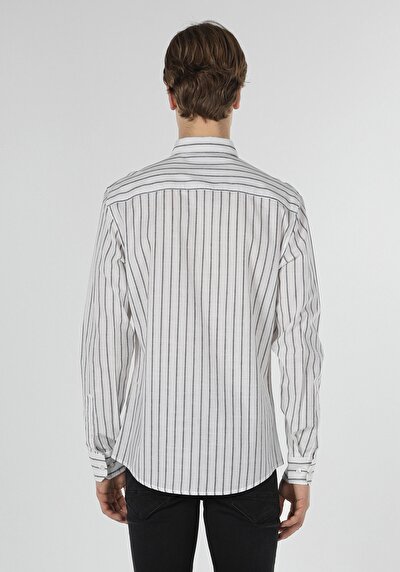 Image de Chemise À Manches Longues Blanc Slim Fit Homme