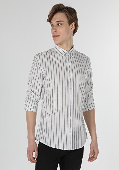 Image de Chemise À Manches Longues Blanc Slim Fit Homme