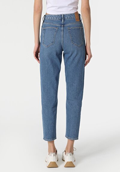 Image de 896 Maria Pantalon Bleu En Mom Fit Femme