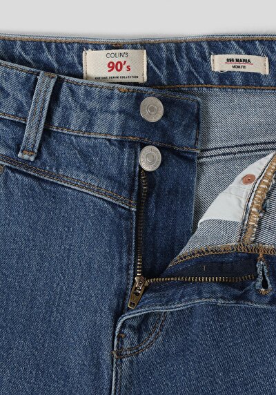 Afficher les détails de 896  Maria Pantalon Bleu   En  Mom Fit Femme
