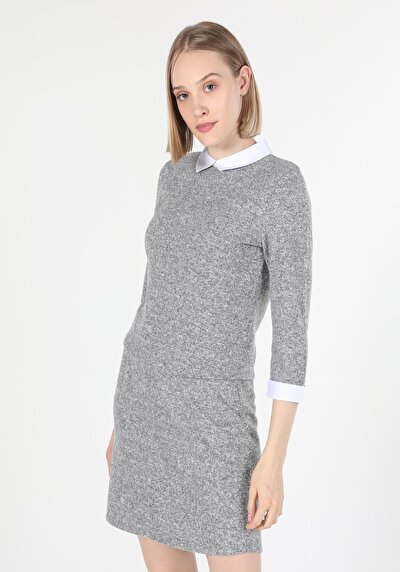 Image de T-shirt À Manches Longues Gris Regular Fit  Femme