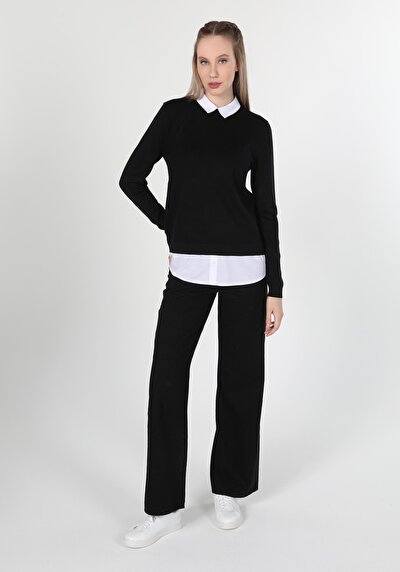 Image de Pull Noir Slim Fit Manches Longues  Femme