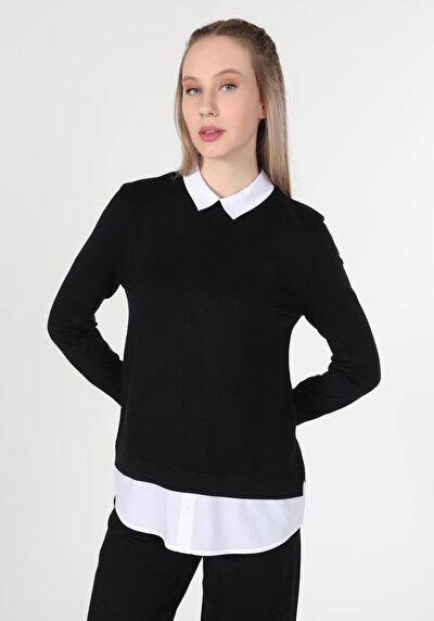 Image de Pull Noir Slim Fit Manches Longues  Femme