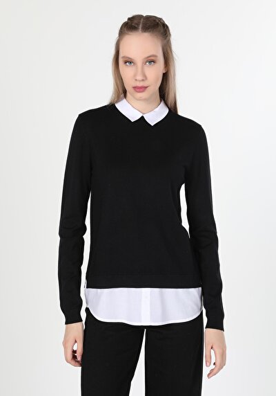 Image de Pull Noir Slim Fit Manches Longues  Femme