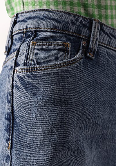 Afficher les détails de 896  Maria Pantalon Bleu   En  Mom Fit Femme