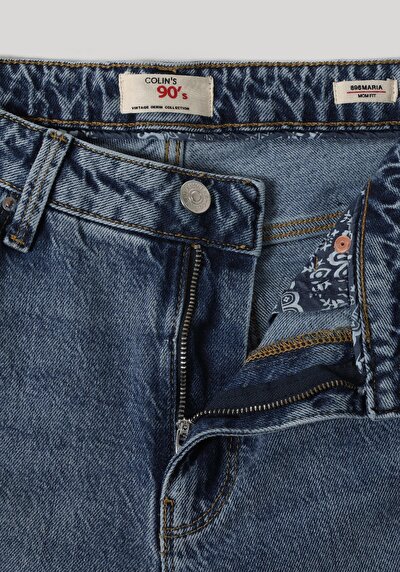 Afficher les détails de 896  Maria Pantalon Bleu   En  Mom Fit Femme