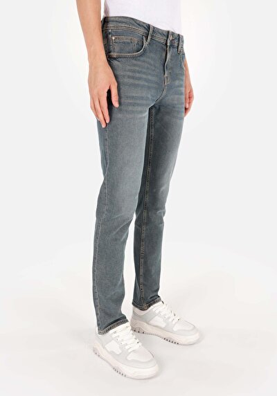 Image de 044 Karl Pantalon Bleu Foncé Straight Leg Low Rise En  Straight Fit Homme