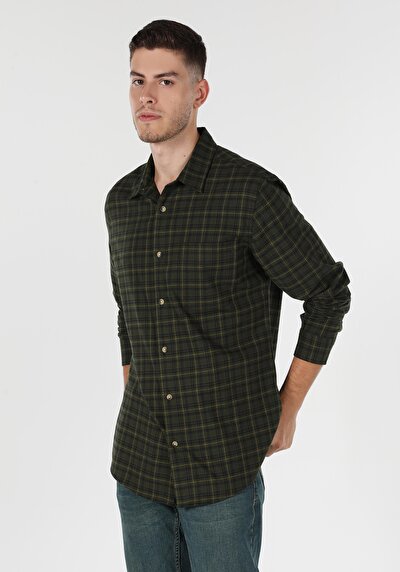 Image de Chemise À Manches Longues Kaki    Homme