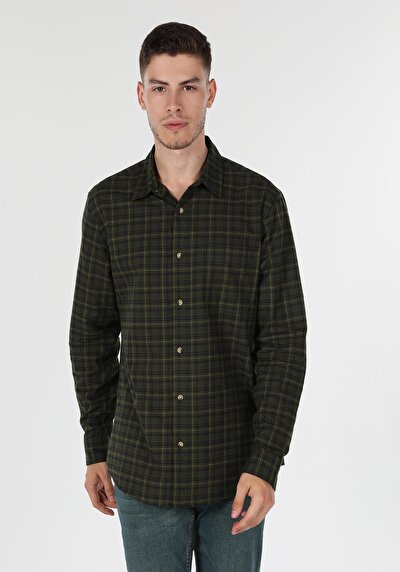 Image de Chemise À Manches Longues Kaki    Homme