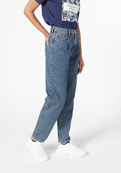 Image de 886 Dennis Pantalon Bleu Tapered Leg  En  Slouchy Fit Femme