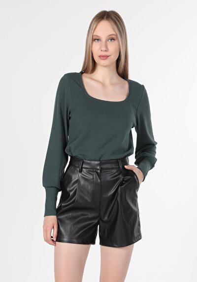 Image de T-shirt À Manches Longues Vert Regular Fit  Femme