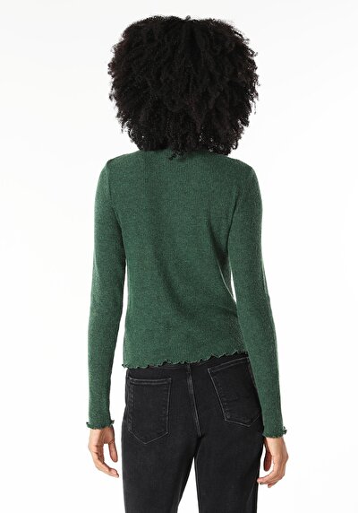 Afficher les détails de T-shirt À Manches Longues Vert Slim Fit  Femme