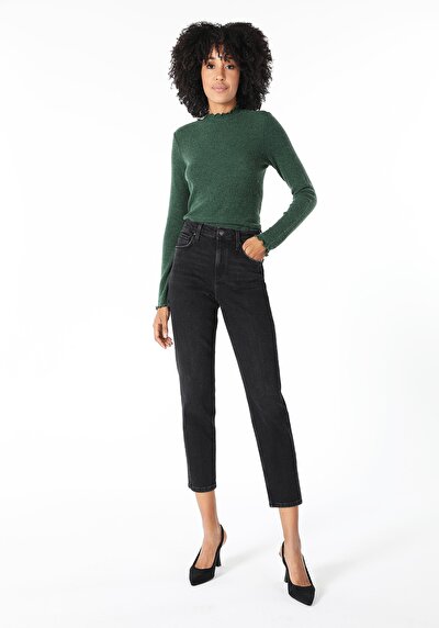 Image de T-shirt À Manches Longues Vert Slim Fit Femme