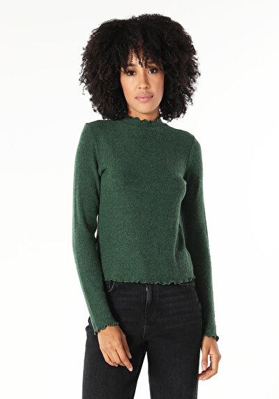 Afficher les détails de T-shirt À Manches Longues Vert Slim Fit  Femme