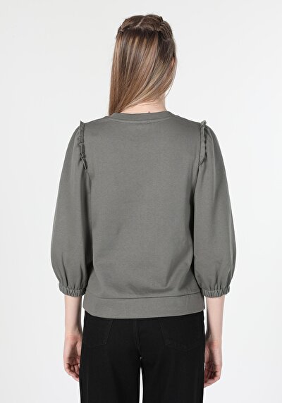 Image de T-shirt À Manches Longues Gris Regular Fit  Femme