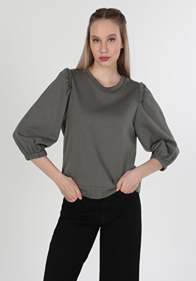 Image de T-shirt À Manches Longues Gris Regular Fit Femme