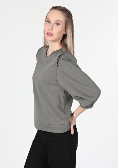 Image de T-shirt À Manches Longues Gris Regular Fit  Femme