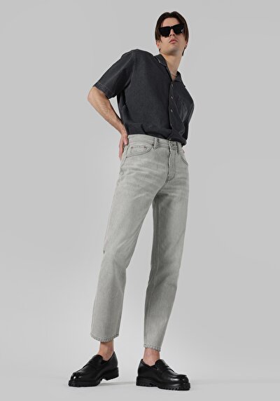 Afficher les détails de 046 Marco Pantalon Gris   En  Loose Straight Fit Homme
