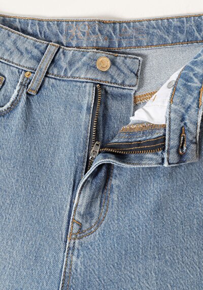 Afficher les détails de 896  Maria Pantalon Bleu Tapered Leg  En  Mom Fit Femme