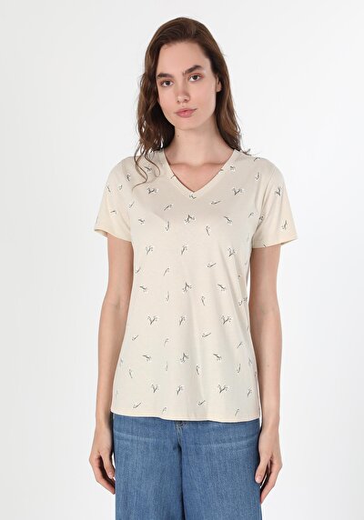 Image de T-shirt À Manches Courtes Ecru   Femme