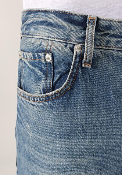 Afficher les détails de 057 Milas Pantalon Bleu   En  Loose Relaxed Fit Homme