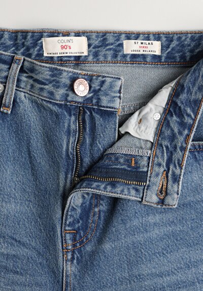 Afficher les détails de 057 Milas Pantalon Bleu   En  Loose Relaxed Fit Homme