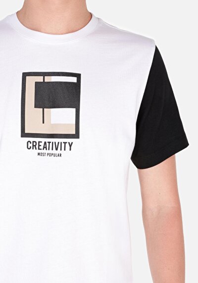 Afficher les détails de T-shirt À Manches Courtes Blanc Regular Fit  Homme