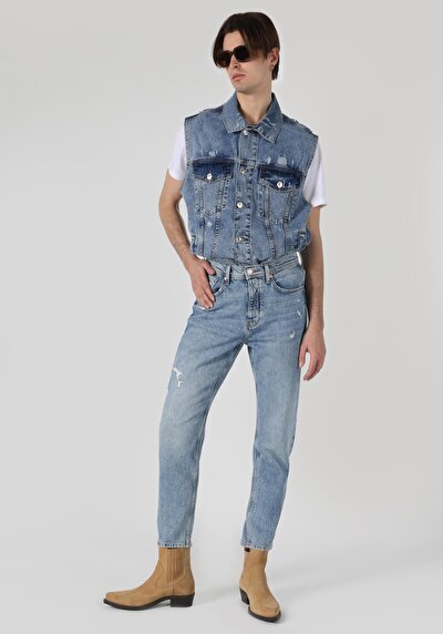 Image de 058 Otto Pantalon Bleu En Loose Tapered Fit Homme